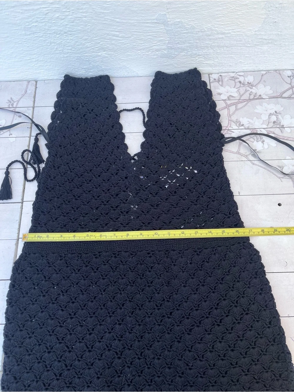 Helen Jon Black Crochet cover up and String Bikini Bottom - Picture 11 of 11